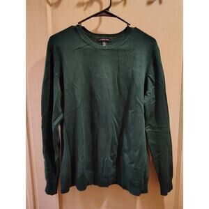 Vintage Lands End Womens Sz XL Green Pullover Sweater Wool Blend V-Neck